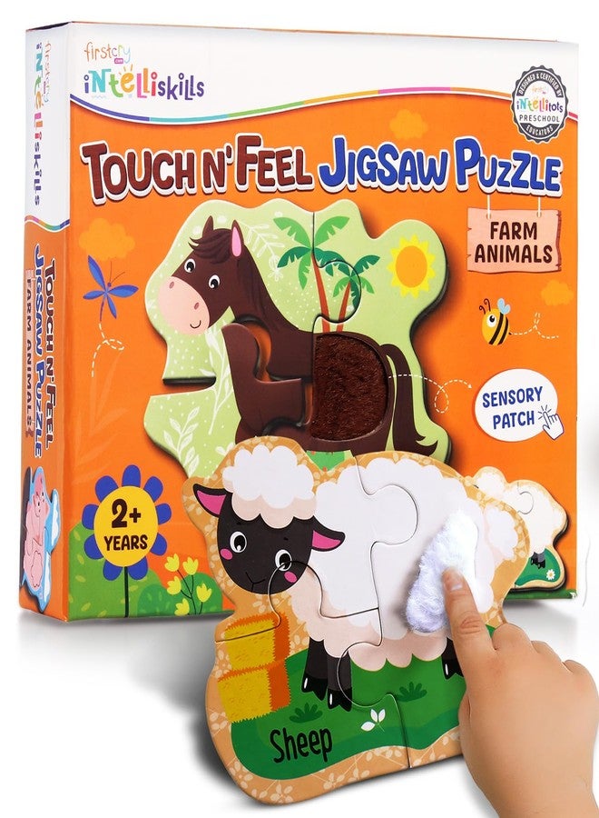 FIRSTCRY INTELLISKILLS Intelliskills Premium Touch N Feel Jigsaw Puzzle, Multi-Texture Pieces for Sensory Development,Kids Puzzle for 2-5 Years, Animal Jigsaw Puzzle, Fun Puzzle Game,Gifts for Kids,Pack of 4 (Farm Animals) - Image 1